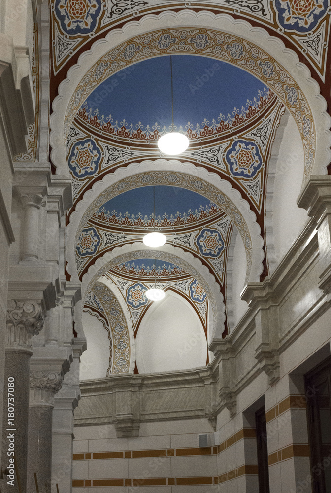 Ceiling archs and domes close up of the sarajevo City Hall