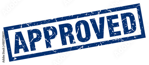square grunge blue approved stamp
