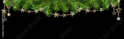 Christmas border with green...