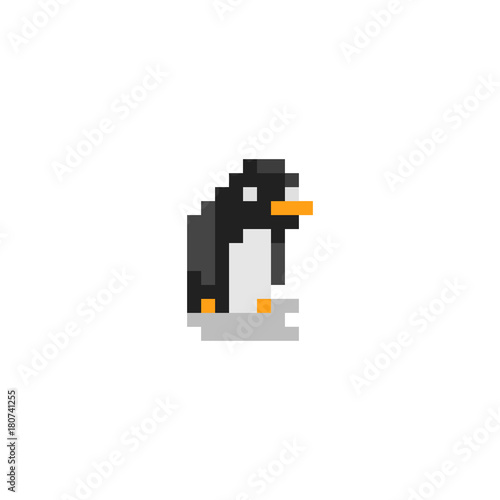 Pixel character penguin for games and web sites
