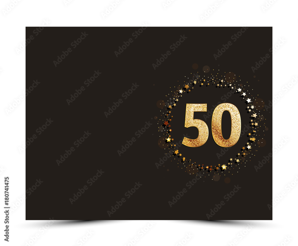 50 years anniversary decorated greeting / invitation card template with golden elements. 50 years anniversary decorated greeting / invitation card template with golden elements.