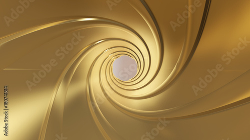 Golden gun barrel,high resolution 3d rendering