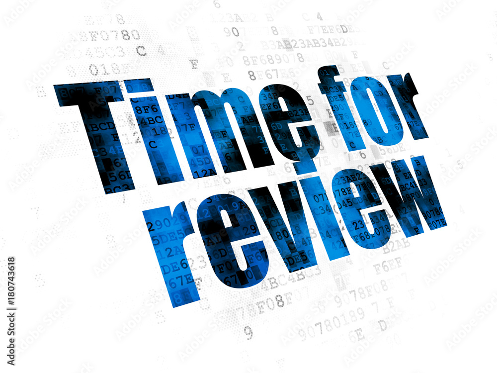 Time concept: Pixelated blue text Time for Review on Digital background Time concept: Pixelated blue text Time for Review on Digital background