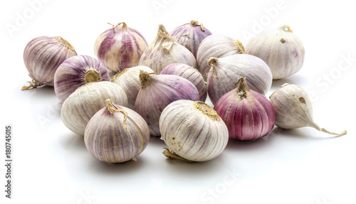 Group of solo garlic isolated on white background.