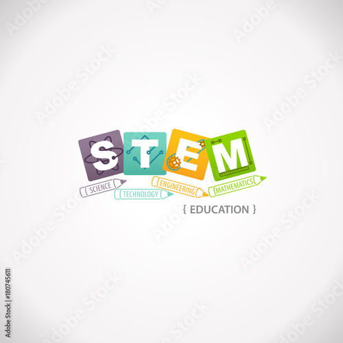 STEM Education Concept Logo. Science Technology Engineering Mathematics.