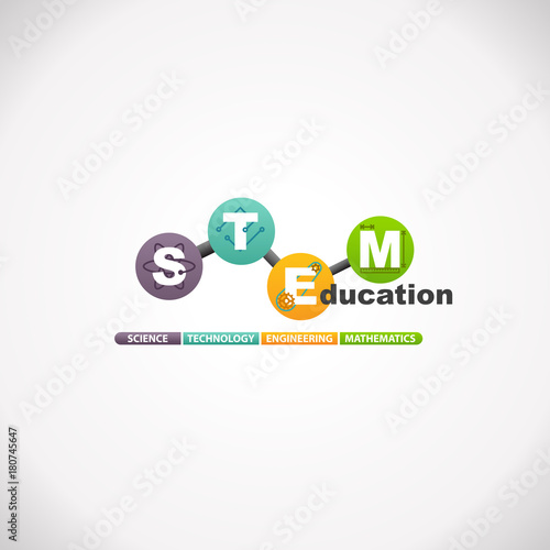 STEM Education Concept Logo. Science Technology Engineering Mathematics.
