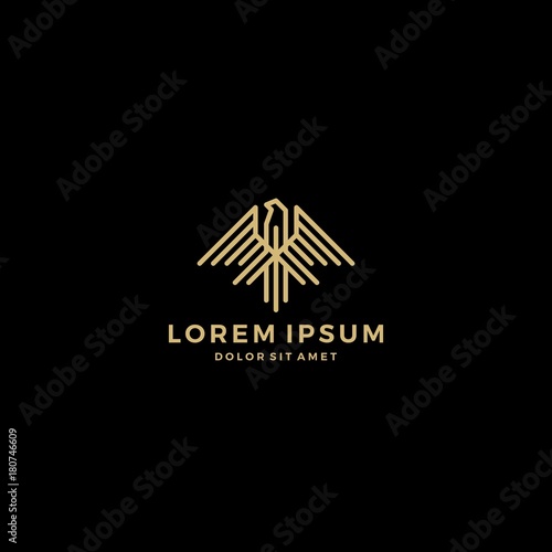 eagle phoenix logo line outline vector