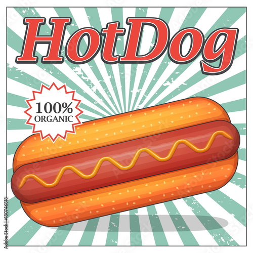 Vintage hot dog party invitation