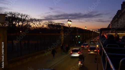Wallpaper Mural evening illumination paris famous double-decker bus ride street pov panorama 4k france
 Torontodigital.ca