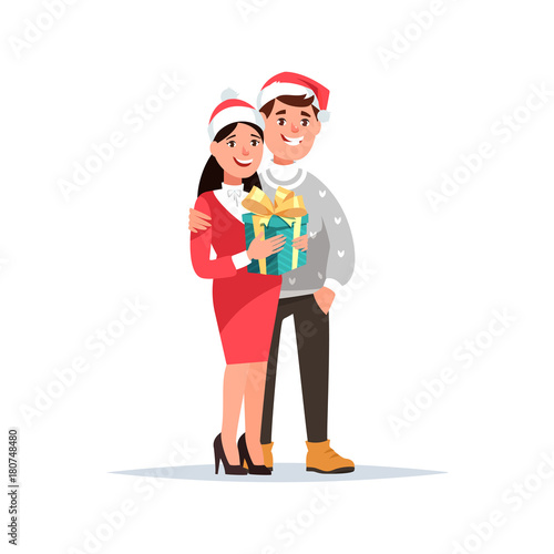 Young couple receives a present