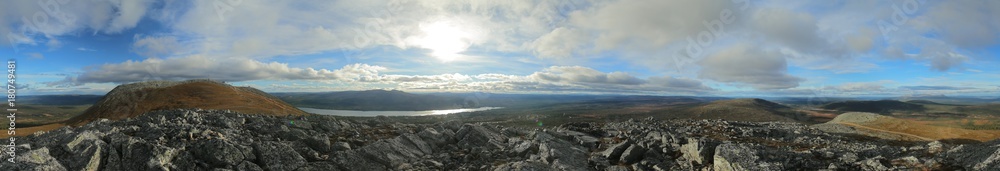 360 Degree panorama on a subpeak of the mountain Hovaerken in Sweden