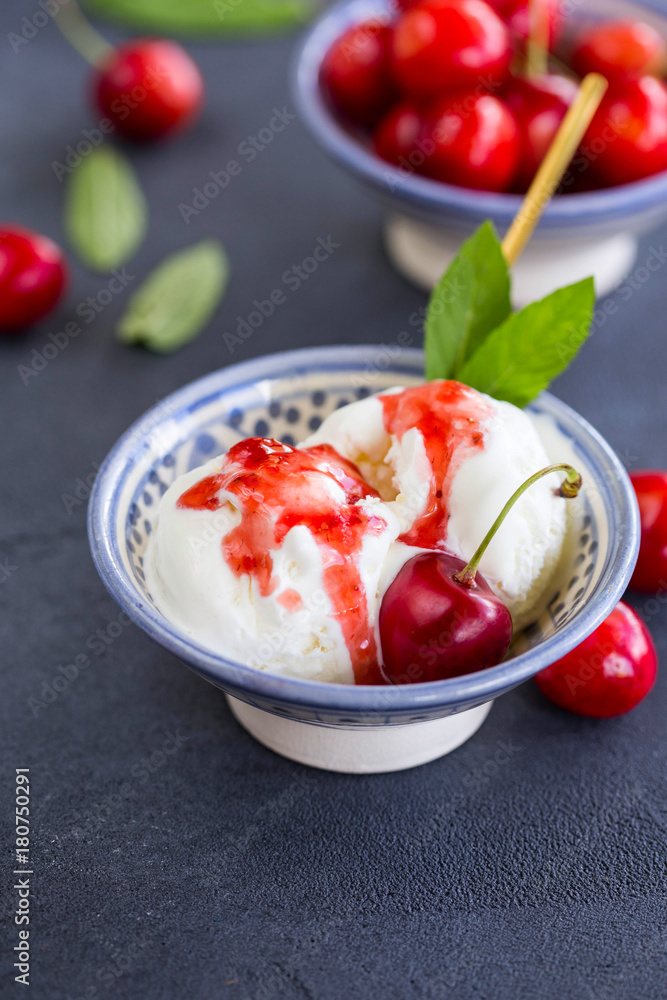 Ice cream with berry jam Ice cream with berry jam