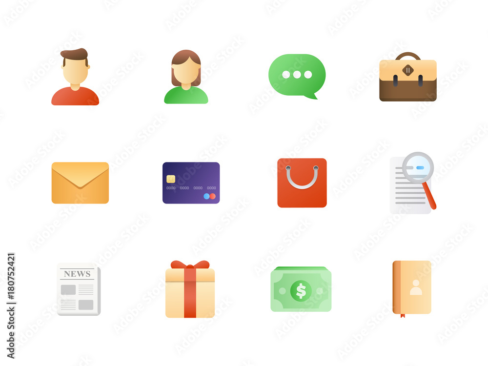 Big icon set. Colored semi flat icons pack for awesome and style web or ...