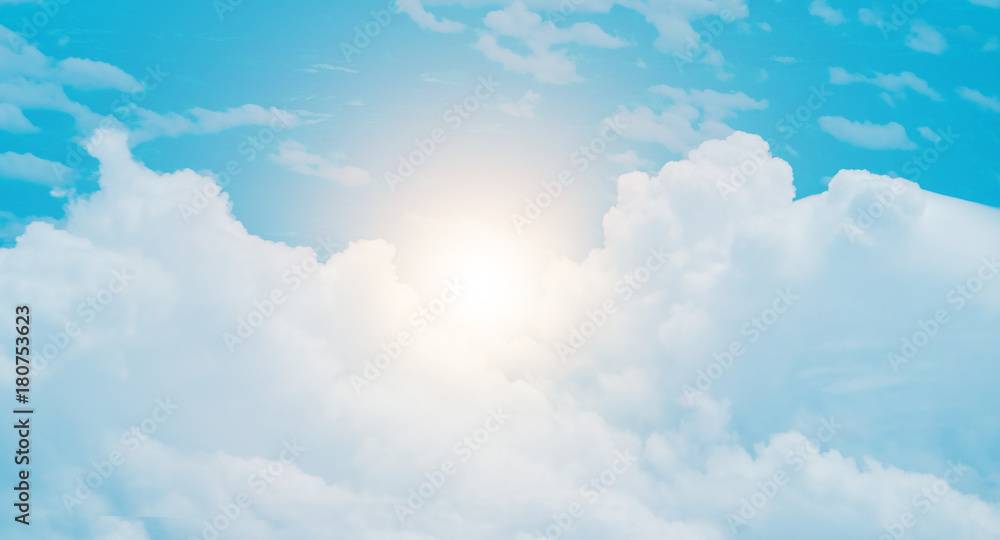 Blue beautiful bright sky with group of cloud, use for background, nature concept