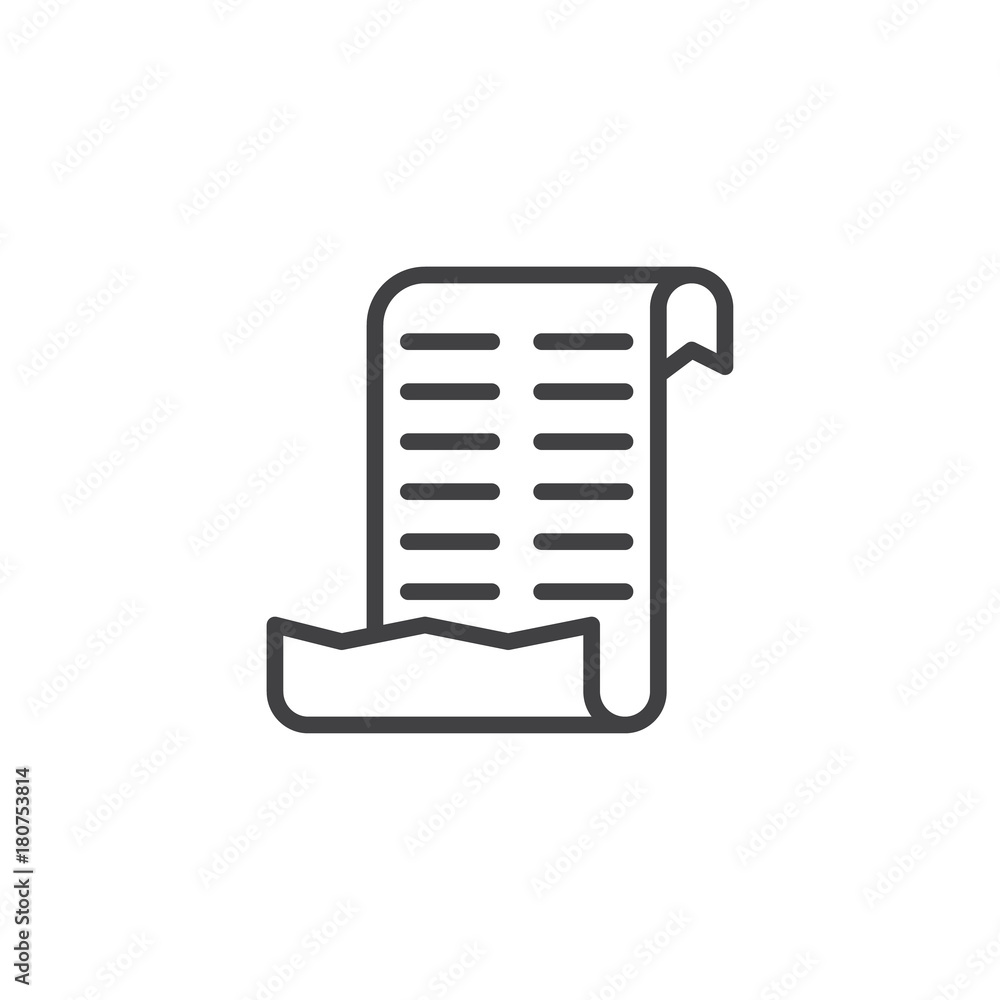 List of christmas purchases line icon, outline vector sign, linear style pictogram isolated on white. Scroll paper symbol, logo illustration. Editable stroke List of christmas purchases line icon, outline vector sign, linear style pictogram isolated on white. Scroll paper symbol, logo illustration. Editable stroke