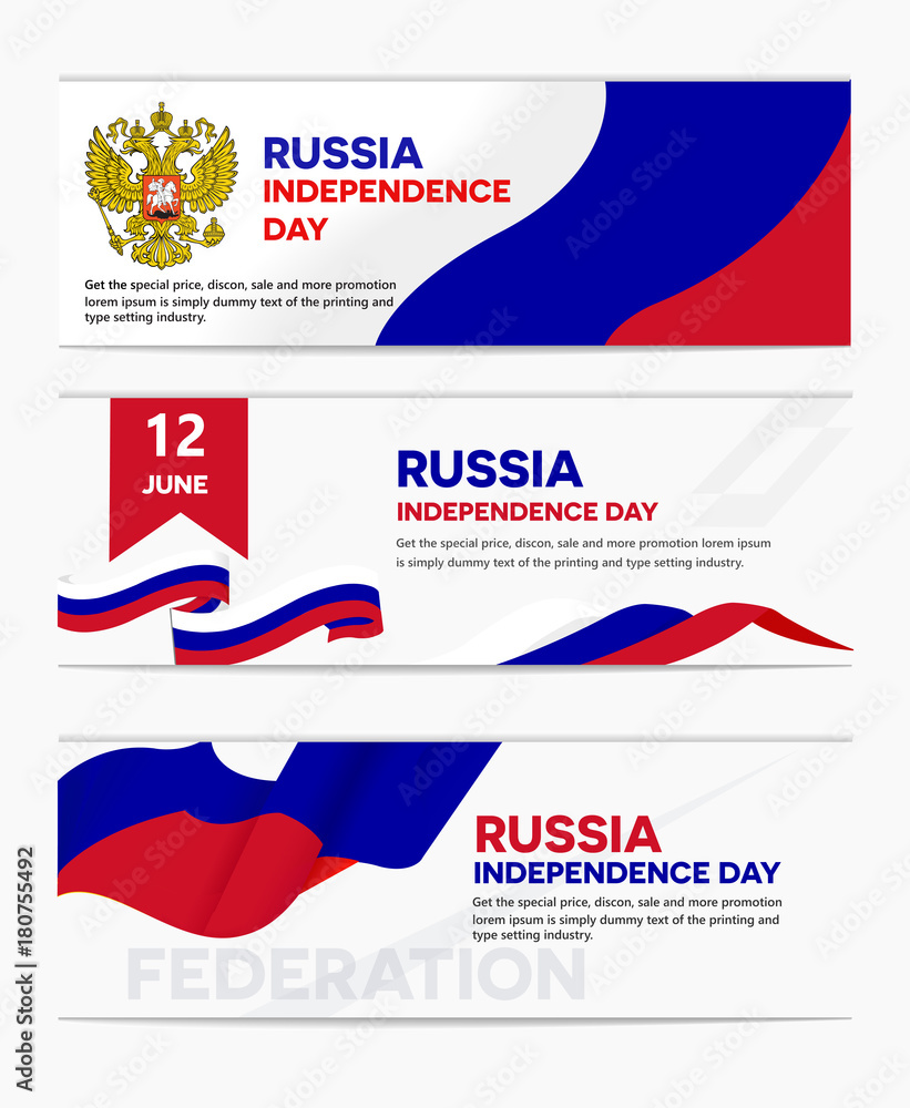Russia independence day abstract background design coupon banner and flyer, postcard, celebration vector illustration landscape