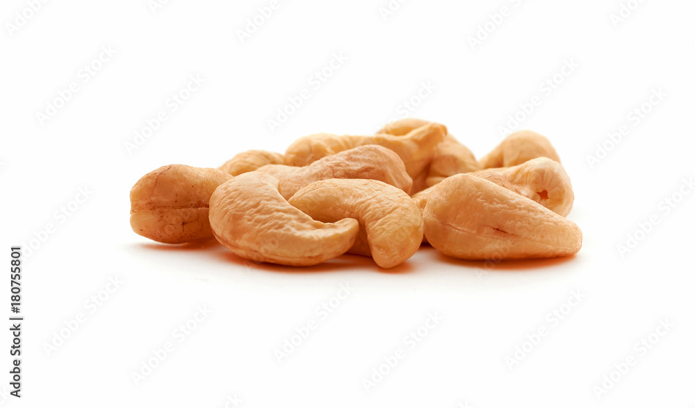 Cashew nuts heap on white background Cashew nuts heap on white background