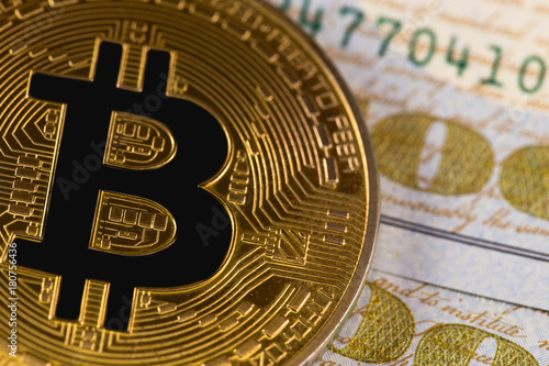 bitcoin symbol with dollars photo