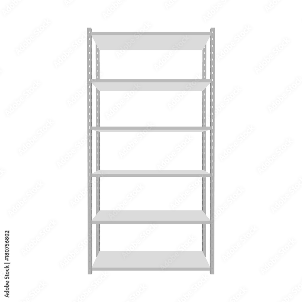 Metal shelving unit. Isolated on white background. 3d Vector illustration. Metal shelving unit. Isolated on white background. 3d Vector illustration.