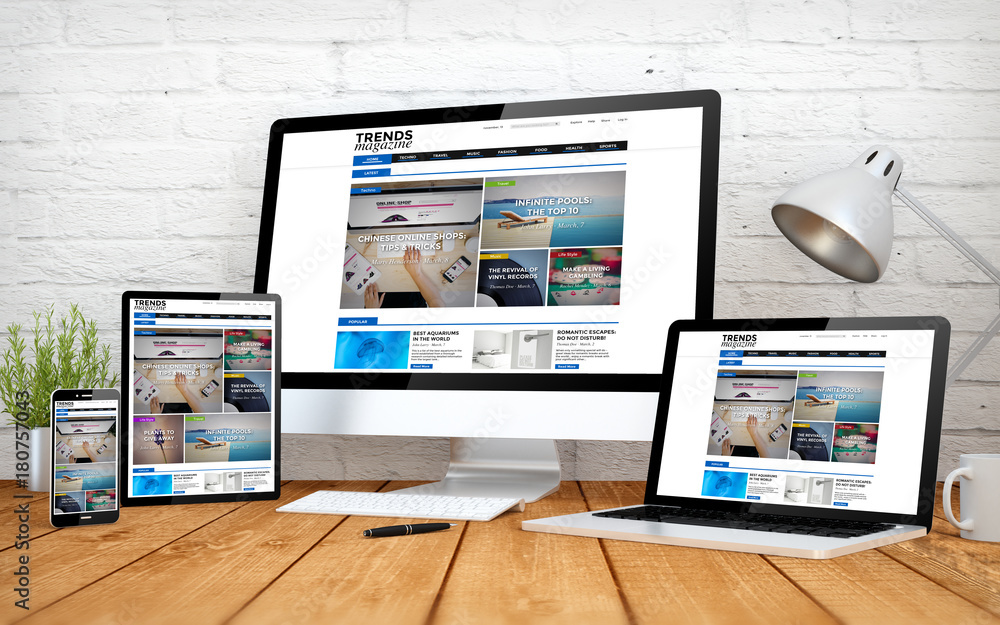 Fototapeta premium emagazine website responsive design screen multidevices