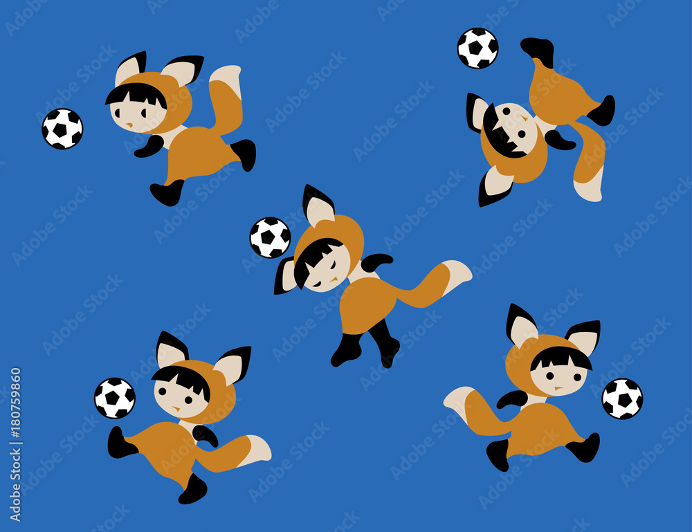 Vector Illustration of fox playing football. Characters set. Vector Illustration of fox playing football. Characters set.