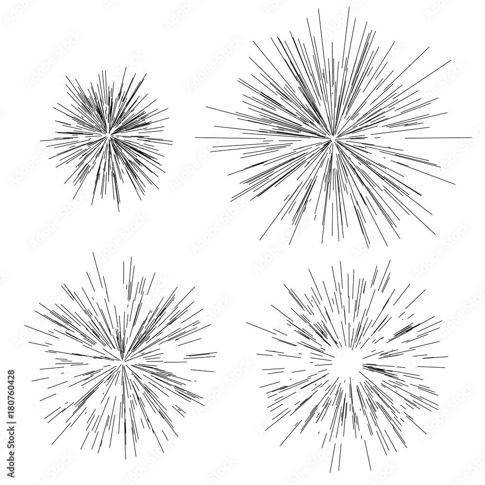 Obraz premium Sun burst, star burst sunshine. Radiating from the center of thin beams, lines. Dynamic style. Abstract explosion, speed motion