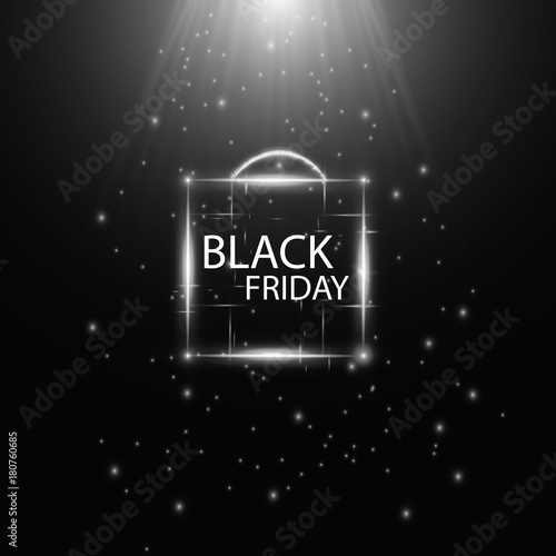 Black Friday Sale handmade lettering, calligraphy with garland and dark background for logo, banners, labels, badges, prints, posters, web. Vector illustration.
