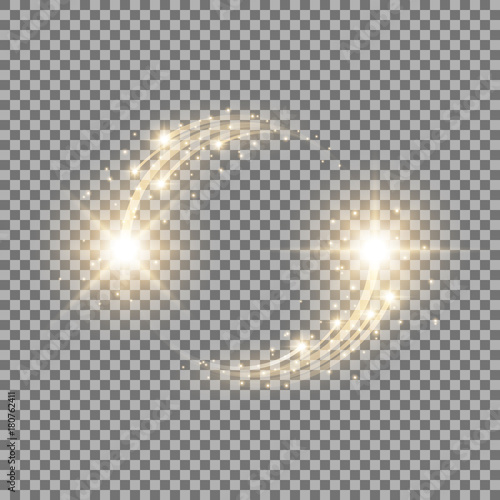 Glittering star dust, circle of lights, golden color