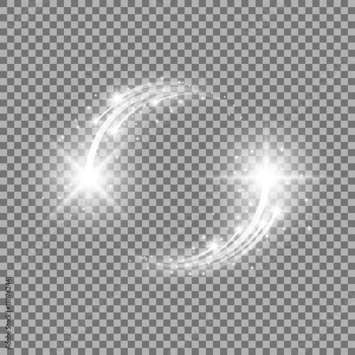 Glittering star dust, circle of lights, white color