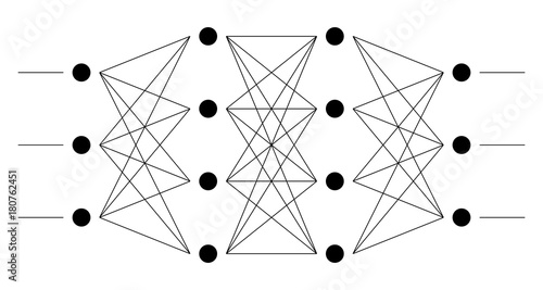 Neural net. Neuron network. Deep learning. Cognitive technology concept. Vector illustration