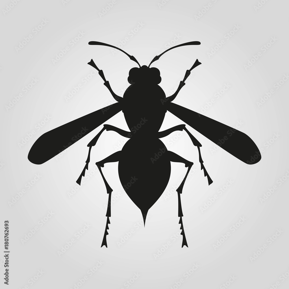 Icon of wasp silhouette on the white background. Stock Vector | Adobe Stock