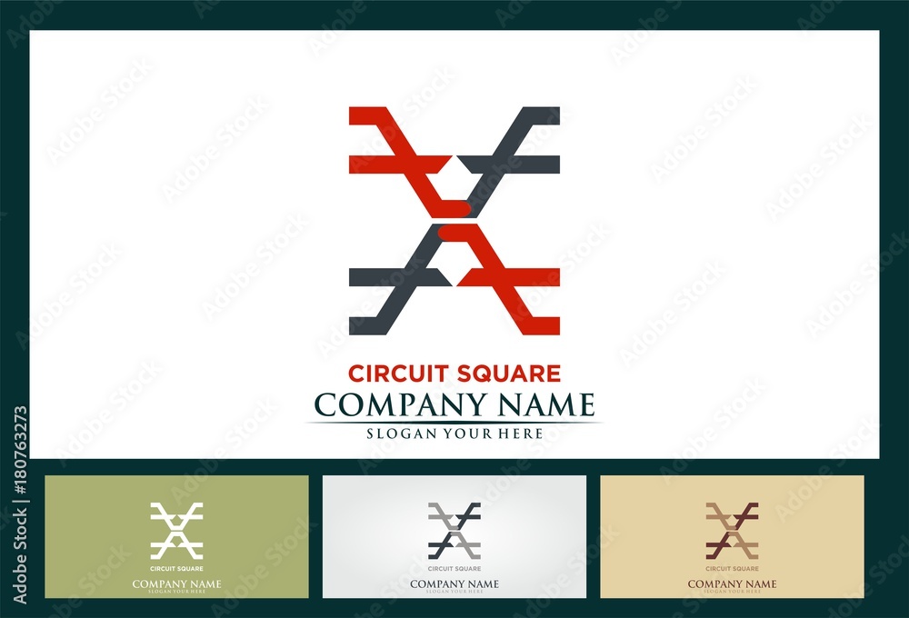 Obraz premium letter A square circuit logo