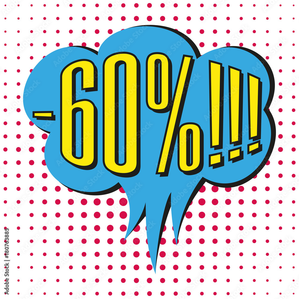 Speech sale bubble with text -60%.