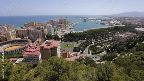 Top View of Malaga, Andalusia, Spain. Ariel View on malaga city with port and bullring