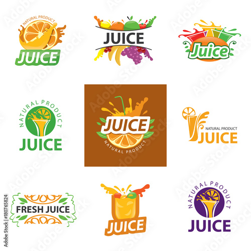 set vector logo fresh juice, natural product, coctel