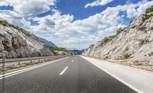 High-speed country road among the mountains.