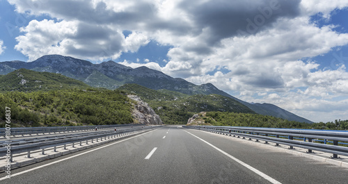 High-speed country road among the mountains.