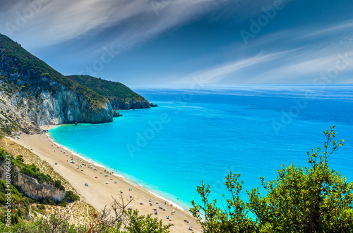 Milos beach on Lefkada island  Greece. Milos beach near the Agios Nikitas village on Lefkada  Greece