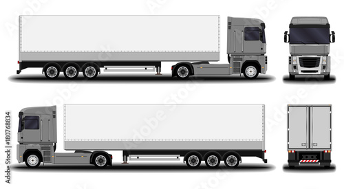realistic truck. front view; side view; back view.