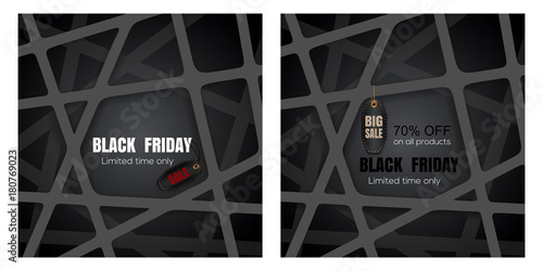 Black Friday background set. Price tag against a dark background. Big sale. Limited time only. Vector illustration
