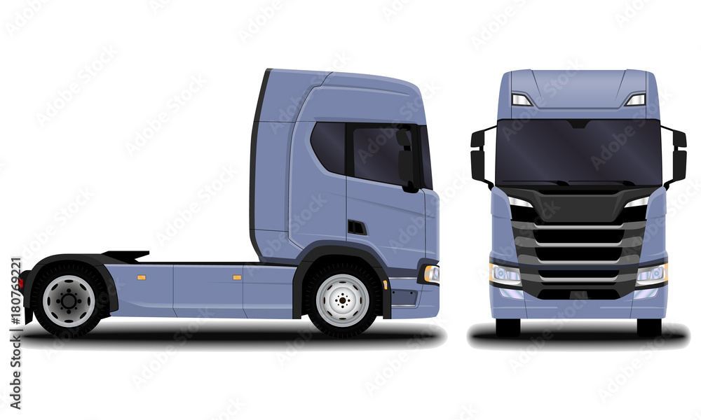 realistic truck. front view; side view. Stock Vector | Adobe Stock