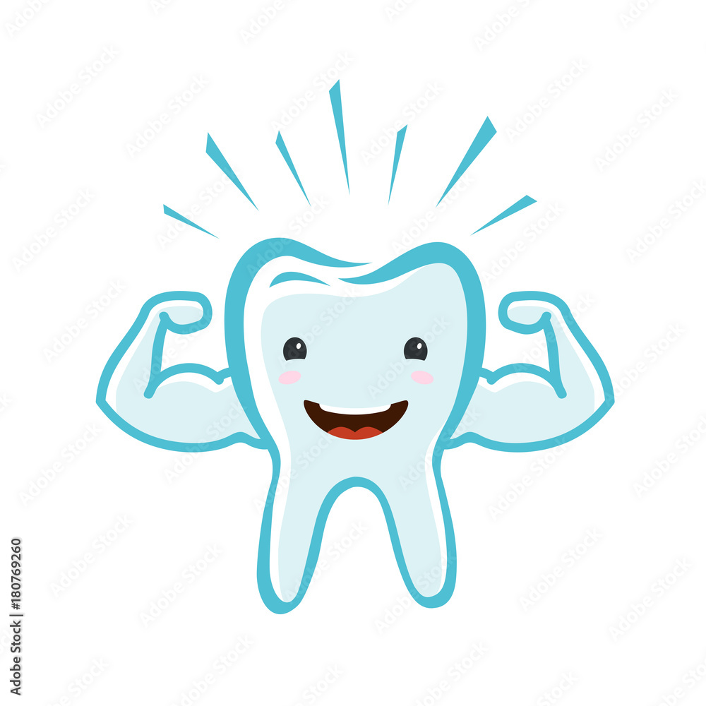 Happy healthy tooth. Dental clinic, dentistry concept. Cartoon vector illustration Happy healthy tooth. Dental clinic, dentistry concept. Cartoon vector illustration
