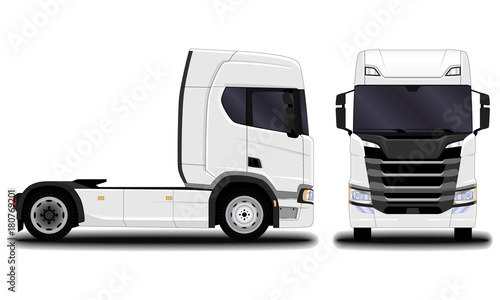 realistic truck. front view; side view.