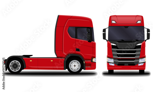 realistic truck. front view; side view.