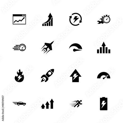 Performance icons - Expand to any size - Change to any colour. Flat Vector Icons - Black Illustration on White Background.