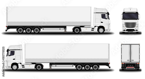 realistic truck. front view; side view; back view.