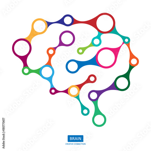 Multicolor connection brain, creative concept of human brain, vector illustration