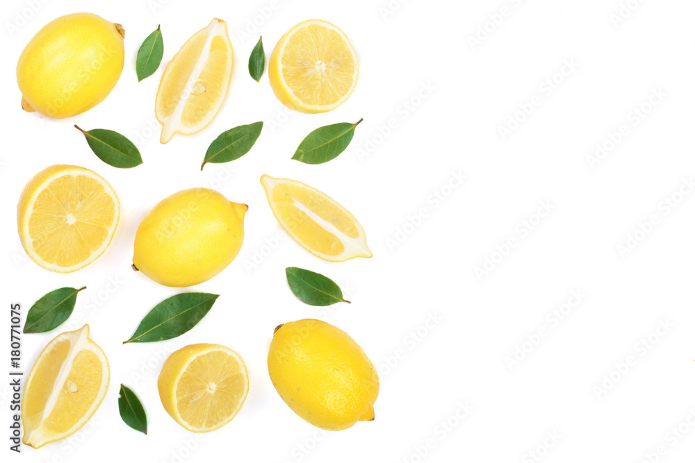 lemon isolated on white background with copy space for your text. Flat lay, top view lemon isolated on white background with copy space for your text. Flat lay, top view