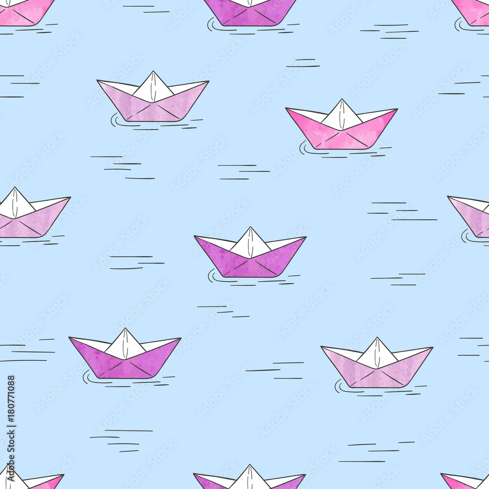 Paper boats seamless pattern. Vector background. Paper boats seamless pattern. Vector background.