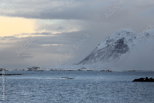 E.-wards view from Eggum fishing village to mount Hoynesfjellet-N.shore Vestvagoya-Lofoten-Nordland-Norway.0557